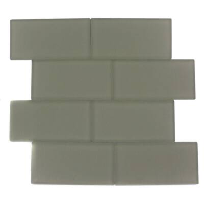 Splashback Glass Tile Contempo Cream Frosted 3 in. x 6 in. Glass Mosaic Floor and Wall Tile CONTEMPO CREAM FROSTED 3x6