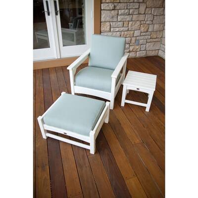 POLYWOOD PWS146-1-WH5413 Club Three-Piece Deep Seating Set in White/Spa