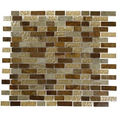 Splashback Glass Tile 12 in. x 12 in. Marble And Glass Mosaic Floor and Wall Tile DESERT BLEND