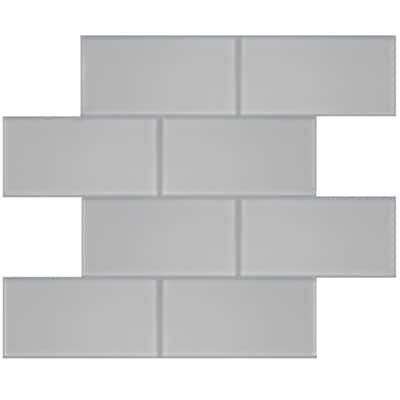 Splashback Glass Tile 3 in. x 6 in. Contempo Bright White Frosted Glass Tile CONTEMPOBRIGHTWHITEFROSTED3X6GLASSTILE