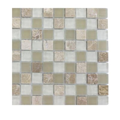Splashback Glass Tile Champs-Elysee Blend 1/2 in. x 1/2 in. Glass Tiles - 6 in. x 6 in. Tile Sample R5C1