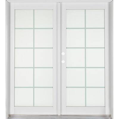 Ashworth Professional Series 72 in. x 80 in. White Aluminum/Wood French Patio Door with Brass Hardware 5014022