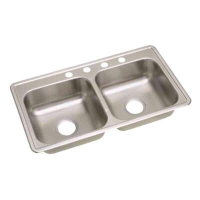  Mount Sink on Top Mount Stainless Steel 33x19x6 25 4 Hole Double Bowl Kitchen Sink