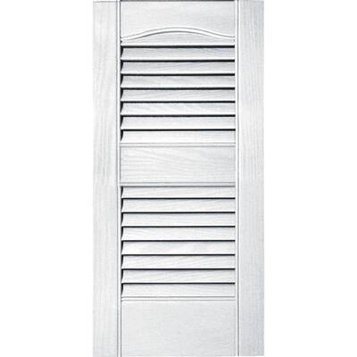 Builders Edge 12 in. x 25 in. Louvered Vinyl Exterior Shutters Pair #001 White