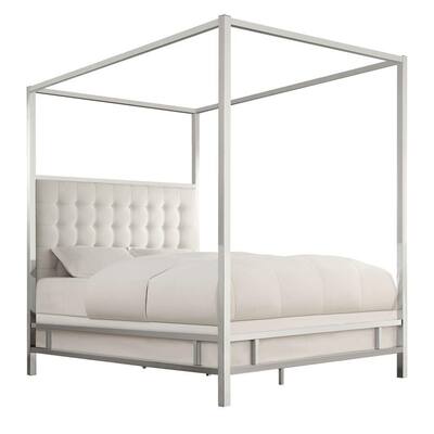 ... Queen-Size Canopy Bed in White-40E739BQ-1WLCPY - The Home Depot
