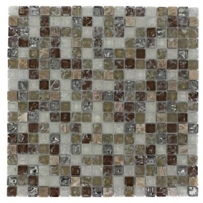 Splashback Glass Tile Helter Skelter 12 in. x 12 in. Mixed Materials Floor and Wall Tile