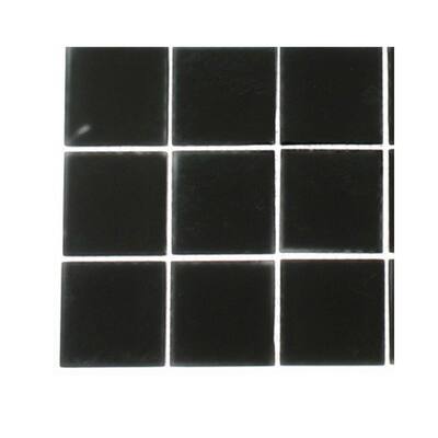 Splashback Glass Tile 6 in. x 6 in. Tile Sample Contempo Classic Black Polished Glass Tile L6B5 GLASS TILE