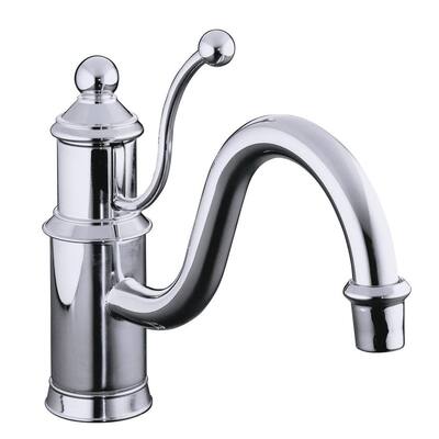 KOHLER Kitchen Faucets. Antique Single-Hole 1-Handle Low-Arc Kitchen Faucet in Polished Chrome with lever handle