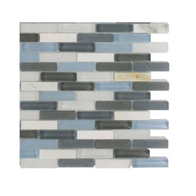 Splashback Glass Tile Cleveland Shannon Mini Brick Mixed Materials Floor and Wall Tile - 6 in. x 6 in. Tile Sample L1A5 MOSAIC TILE