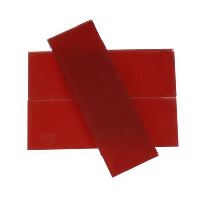 Splashback Glass Tile 4 in. x 12 in. Contempo Lipstick Red Frosted Glass Tile CONTEMPOLIPSTICKREDFROSTED4X12GLASSTILE