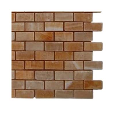 Splashback Glass Tile Honey Onyx Brick Marble Floor and Wall Tile - 6 in. x 6 in. Tile Sample L3A6 STONE TILE