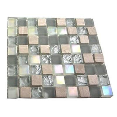 Splashback Glass Tile Galaxy Blend 1/2 in. x 1/2 in. Marble And Glass Tile Squares - 6 in. x 6 in. Tile Sample R5D6