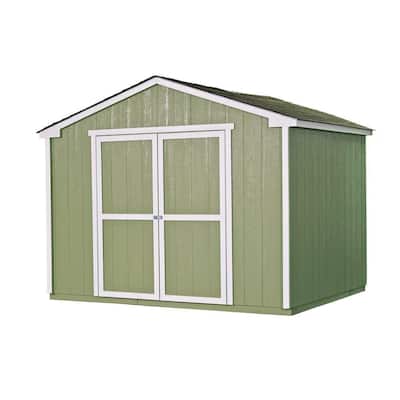 Handy Home Products Cumberland 10 ft. x 8 ft. Wood Shed Kit with Floor ...