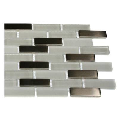 Splashback Glass Tile 6 in. x 6 in. Sample Size Contempo Ice Cave 1/2 in. x 2 in. Brick Pattern Marble And Glass Tile Sample R1D12