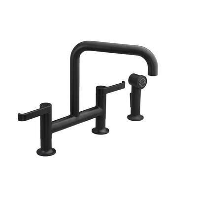 KOHLER Kitchen Faucets. Torq 8 in. 2-Handle Mid-Arc Kitchen Faucet in Matte Black with Sidespray