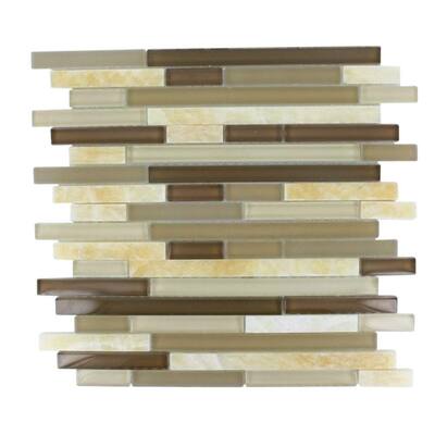 Splashback Glass Tile 12 in. x 12 in. Marble And Glass Mosaic Floor and Wall Tile TEMPLE TAFFEE