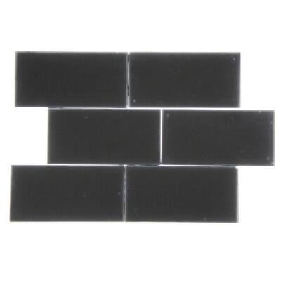 Splashback Glass Tile Contempo Classic Black Frosted 3 in. x 6 in. Glass Mosaic Floor and Wall Tile CONTEMPO CLASSIC BLACK FROSTED 3x6
