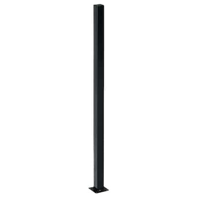 First Alert 2 in. x 2 in. x 4 ft. Black Steel Fence Post with Flange 