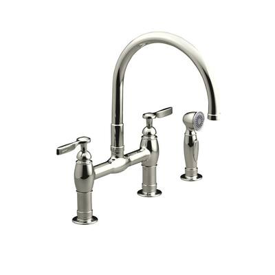 KOHLER Kitchen Faucets. Parq 8 in. 2-Handle Mid-Arc Kitchen Faucet in Vibrant Polished Nickel with Sidespray