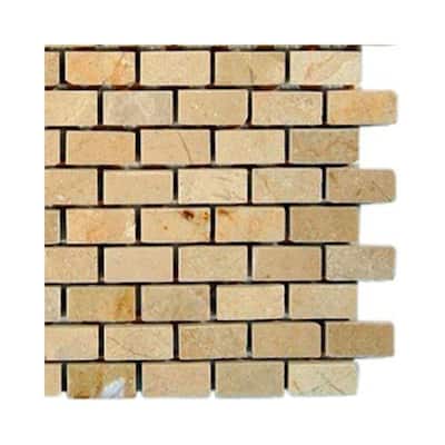 Splashback Glass Tile Crema Marfil Bricks Marble Floor and Wall Tile - 6 in. x 6 in. Tile Sample L3A2 STONE TILE