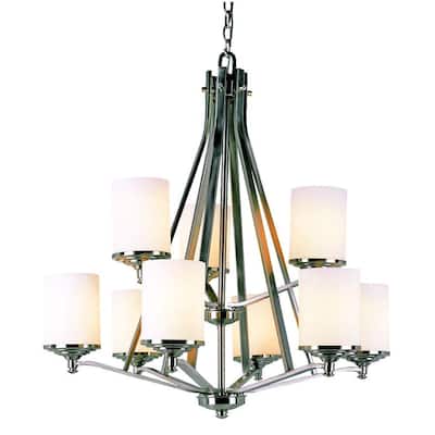 TransGlobe Lighting 9 Light Chandelier with Frosted Shade