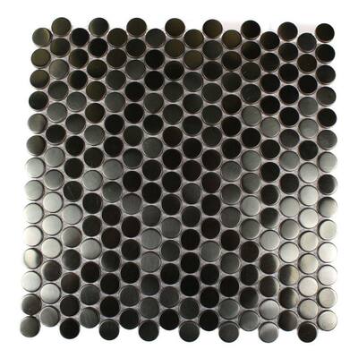 Splashback Glass Tile Metal Silver Stainless Steel 3-5 Penny Round Tiles METAL SILVER STAINLESS STEEL PENNY ROUND