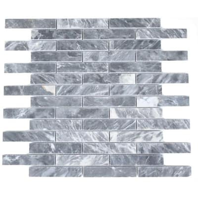 Splashback Glass Tile Dark Bardiglio Big Brick 12 in. x 12 in. Marble Floor and Wall Tile DARK BARDIGLIO BIG BRICK MARBLE TILE