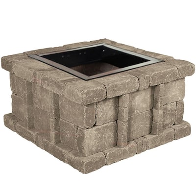 38.5 in. x 21 in. Rumblestone Square Fire Pit Kit in Greystone-RSK50734