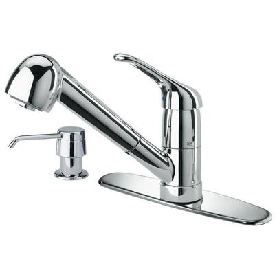 Glacier  Faucets on Glacier Bay Single Handle Pull Out Sprayer Kitchen Faucet With Soap