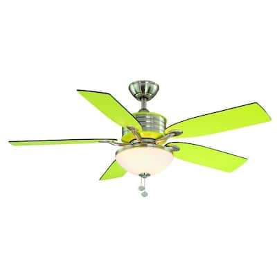 Hampton Bay Santa Cruz 52 in. Brushed Nickel with Green Accents Ceiling Fan AG712-BN+GN