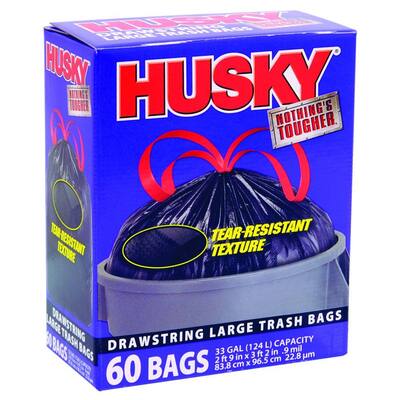 Recycling Trash Bags on Husky 33 Gallon Drawstring Trash Bags  60 Count  Hk33dse060b At The