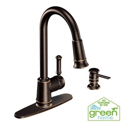 MOEN Kitchen Faucets. Lindley Single-Handle Pull-Down Sprayer Kitchen Faucet in Mediterranean Bronze
