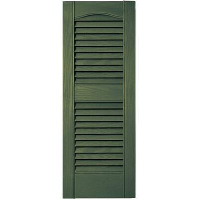 Builders Edge 12 in. x 31 in. Louvered Vinyl Exterior Shutters Pair #283 Moss