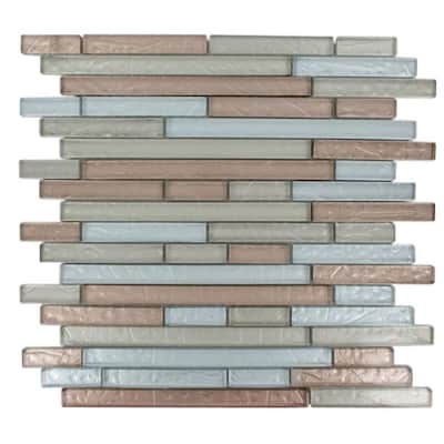 Splashback Glass Tile Glass 12 in. x 12 in. Glass Mosaic Floor and Wall Tile METALLIC CLEOPATRA HARMONY