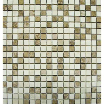 M.S. International Inc. 5/8 In. x 5/8 In. Noche/Chiaro Travertine Micro Mosaic Floor & Wall Tile THDW3-SH-NCCHMI5/8X5/8T