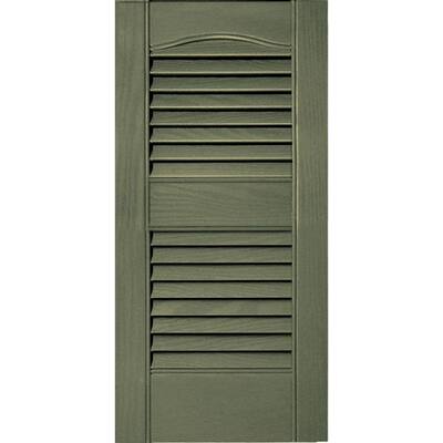 Builders Edge 12 in. x 25 in. Louvered Vinyl Exterior Shutters Pair #282 Colonial Green