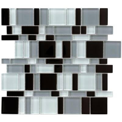 SomerTile Sierra 11-3/4 x 11-3/4 Glass Mosaic in Magic Night