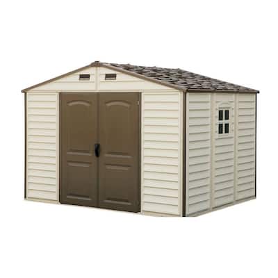  Products Woodside 10 ft. x 8 ft. Vinyl Shed with Foundation and Window
