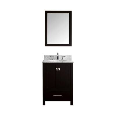 GS-50024-WMRO-ES Virtu USA 24 Caroline Avenue Single Round Sink Bathroom Vanity in Espresso with Italian Carrara White