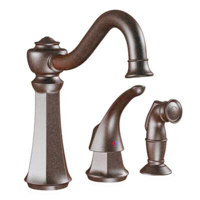 MOEN Kitchen Faucets. Vestige Single-Handle Side Sprayer Kitchen Faucet in Oil-Rubbed Bronze