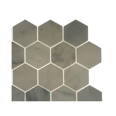 Splashback Glass Tile Oriental Hexagon Marble Floor and Wall Tile - 6 in. x 6 in. Tile Sample L5D6 STONE TILE