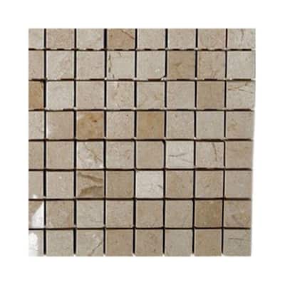 Splashback Glass Tile Crema Marfil Squares Marble Floor and Wall Tile - 6 in. x 6 in. Tile Sample L4B5 STONE TILES