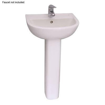 Barclay 3-531WH Compact Compact 450 Vitreous China Pedestal Lavatory with Single Hole