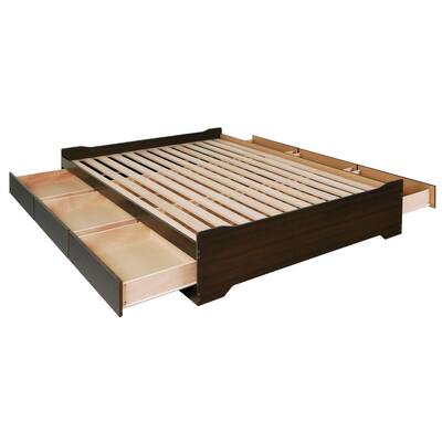Prepac Espresso Coal Harbor Queen Mates Platform Storage Bed with 6 Drawers