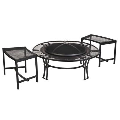 Patio Fire  Sets on Cobraco Bravo Steel Mesh Rim Fire Pit And Two Bench Patio Set Fb6400