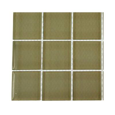 Splashback Glass Tile Contempo Cream Polished Glass - 6 in. x 6 in. Tile Sample L6B1 GLASS TILE