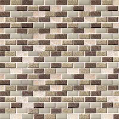 Jeffrey Court Roma Linea 12 in. x 12 in. Tan Block Mosaic Tile 99202