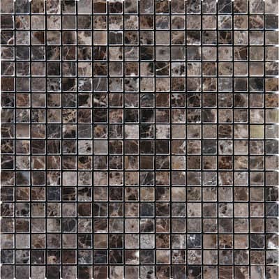 M.S. International Inc. Emperador Dark 5/8 in. x 5/8 in. Mosaic Polished Marble Floor & Wall Tile SMOT-EMP-5/8-P