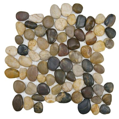 SomerTile 12x12-in Riverbed Multi Natural Stone Mosaic Tile (Pack of 10)
