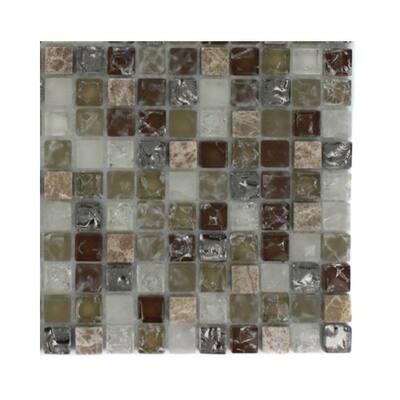 Splashback Glass Tile Helter Skelter Mixed Materials Floor and Wall Tile - 6 in. x 6 in. Tile Sample L3D5 GLASS MARBLE TILE
